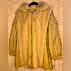 Vintage Genuine Mink & Leather Coat w/ Removable Mink Hood – Made in USA
